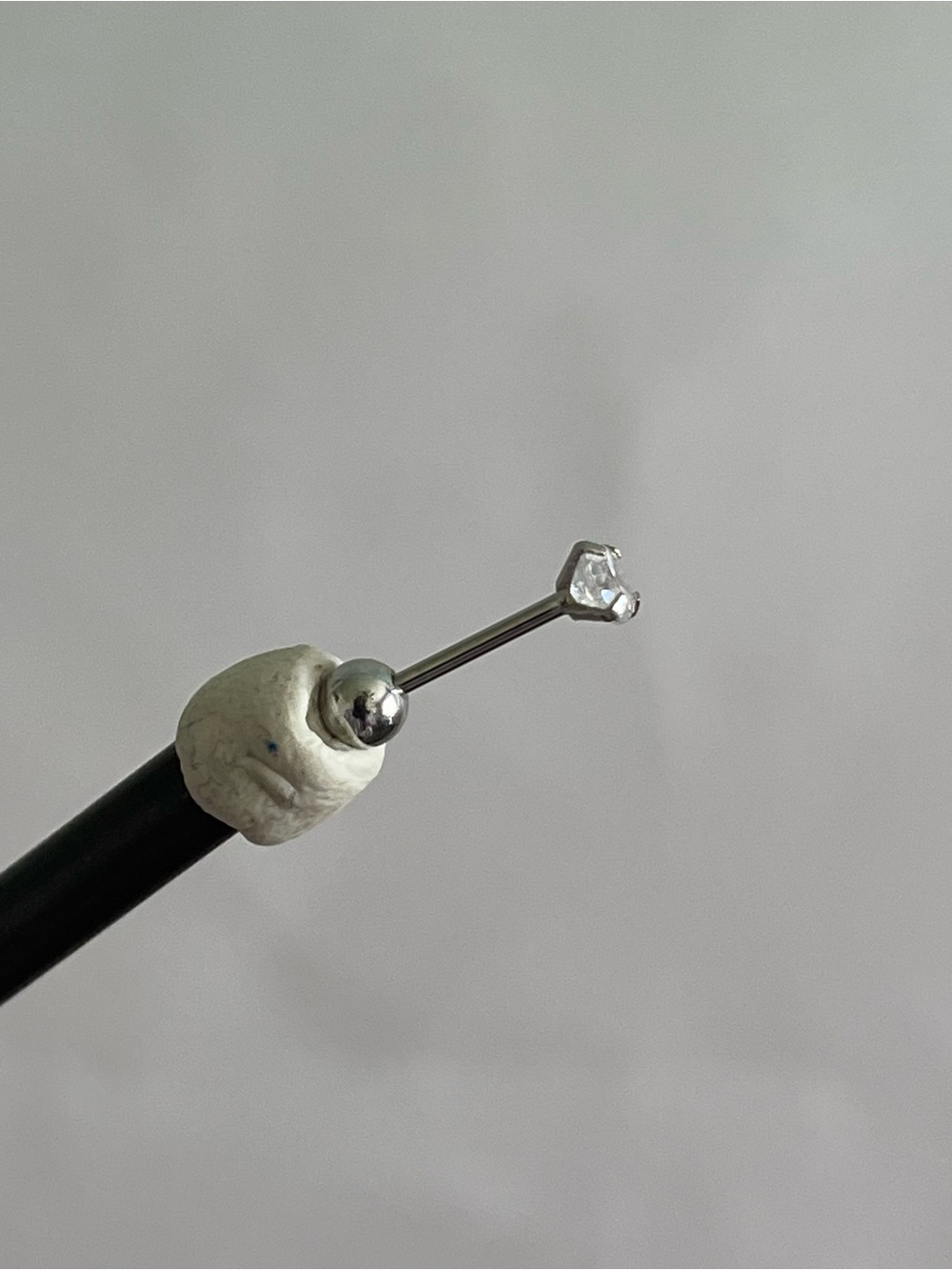 Silver Steel CZ Prong-Set Threaded Labret Body Jewelry